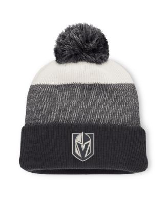 Men's Black/Light Beige Vegas Golden Knights Monochrome Cuffed Knit Hat with Pom