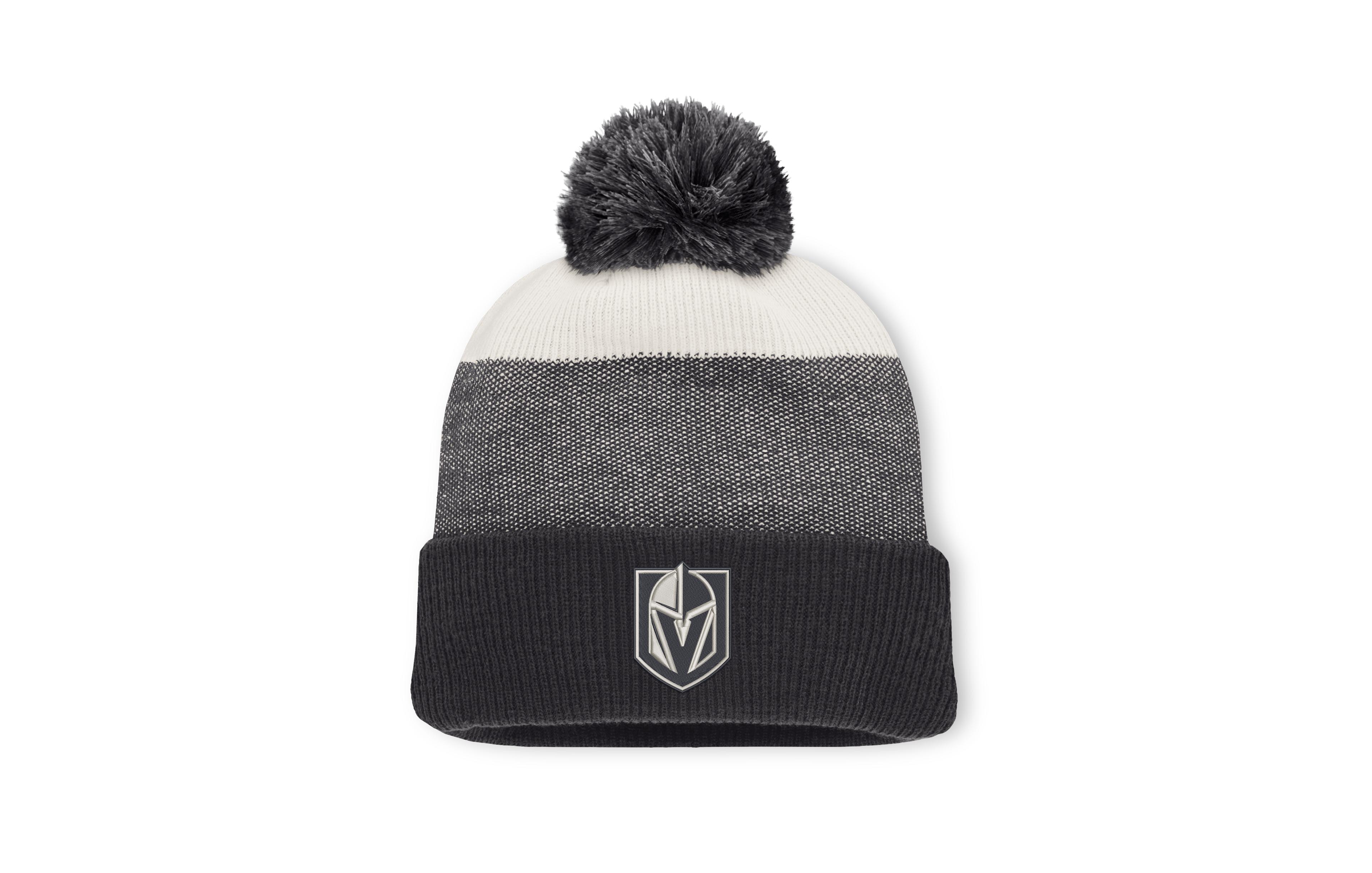 Men's Fanatics Black/Light Beige Vegas Golden Knights Monochrome Cuffed Knit Hat with Pom