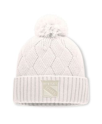 Women's Cream New York Rangers Level Up Cuffed Knit Hat with Pom
