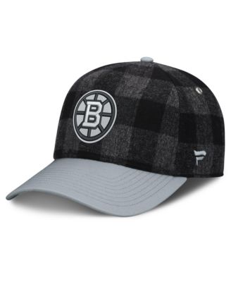 Men's Black/Gray Boston Bruins Huntsman Plaid A-Frame Adjustable Hat
