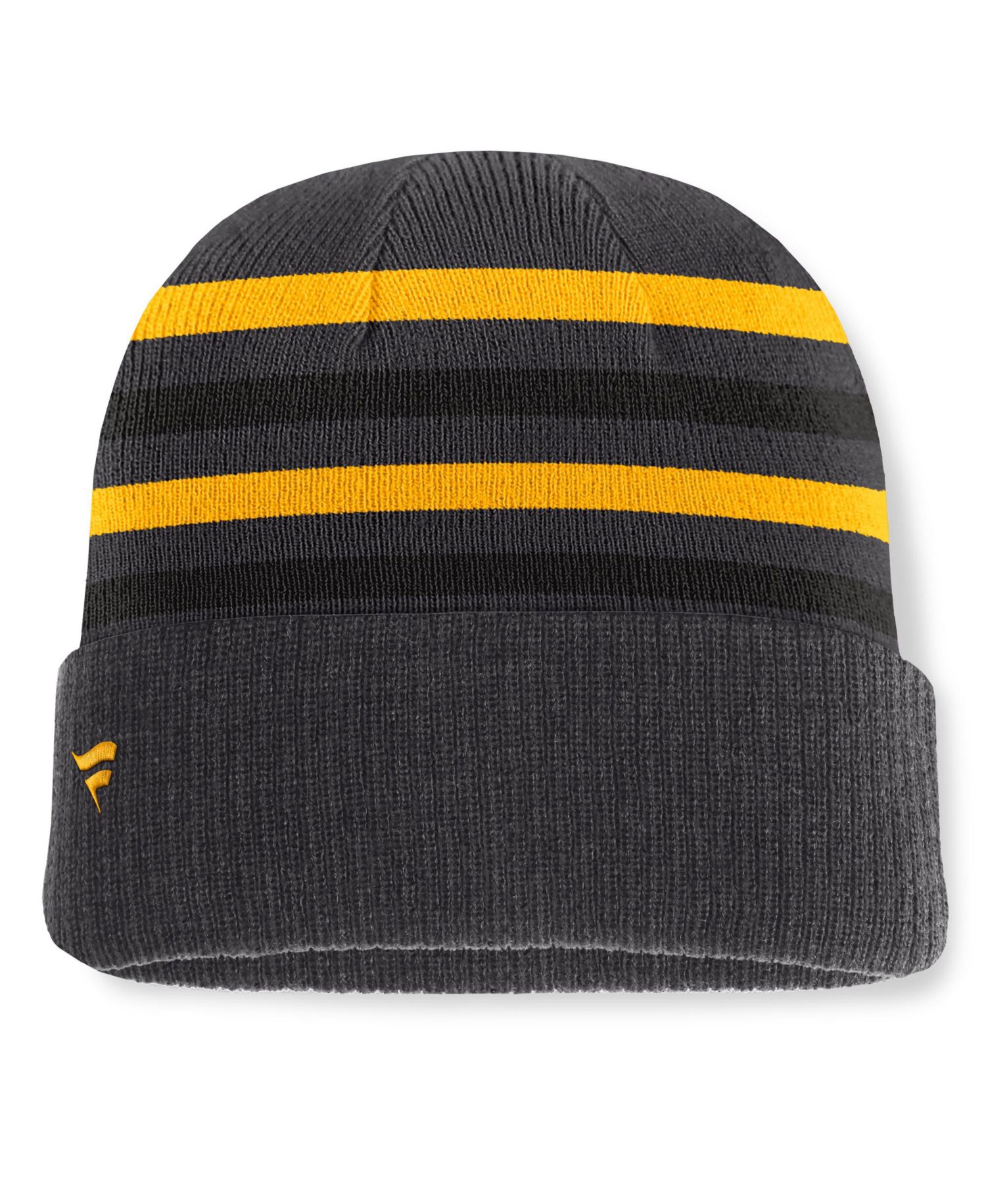 Men's Black Pittsburgh Penguins Knurly Stripe Cuffed Knit Hat