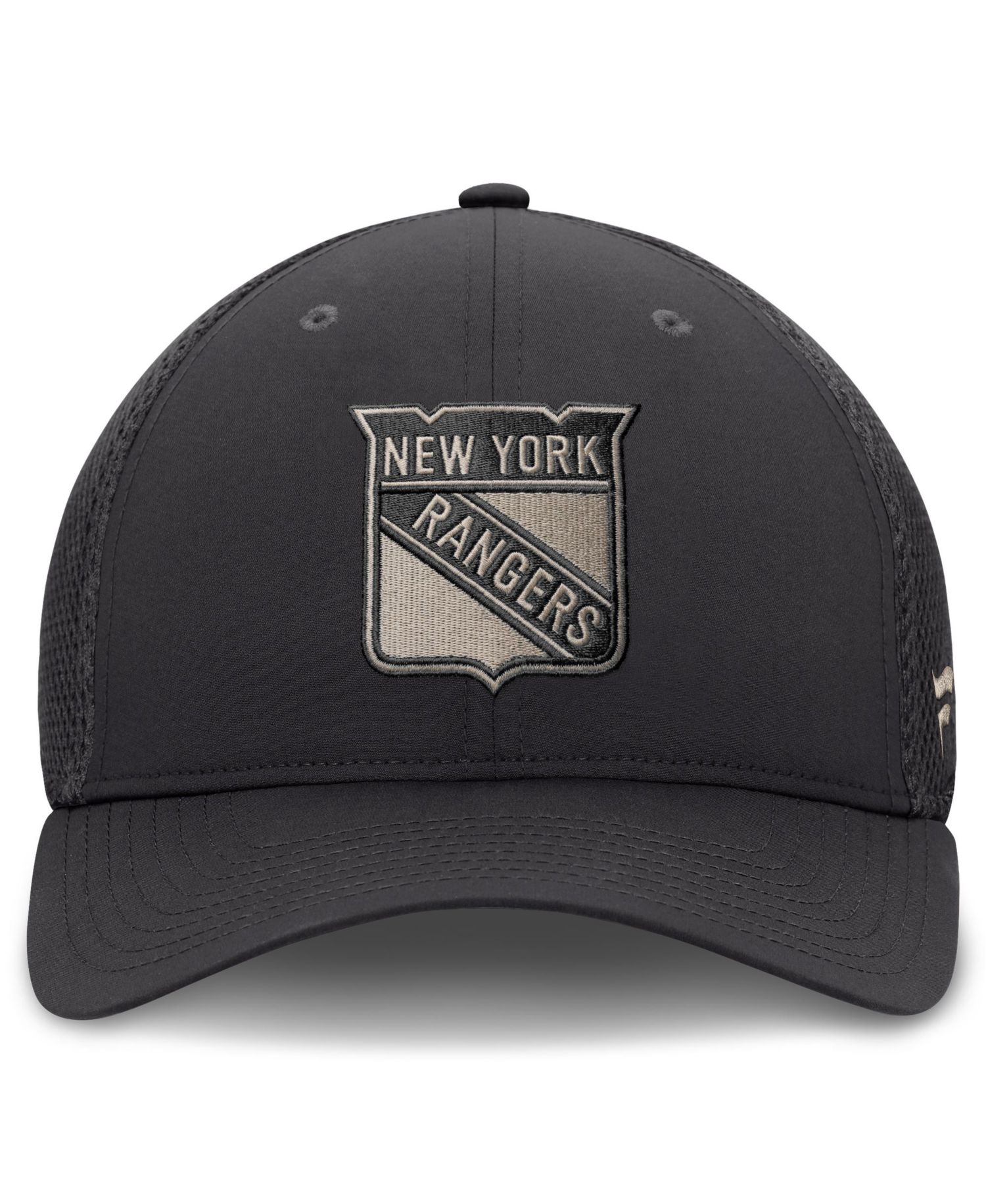 Men's Charcoal New York Rangers Road Meshback Stretch Hat