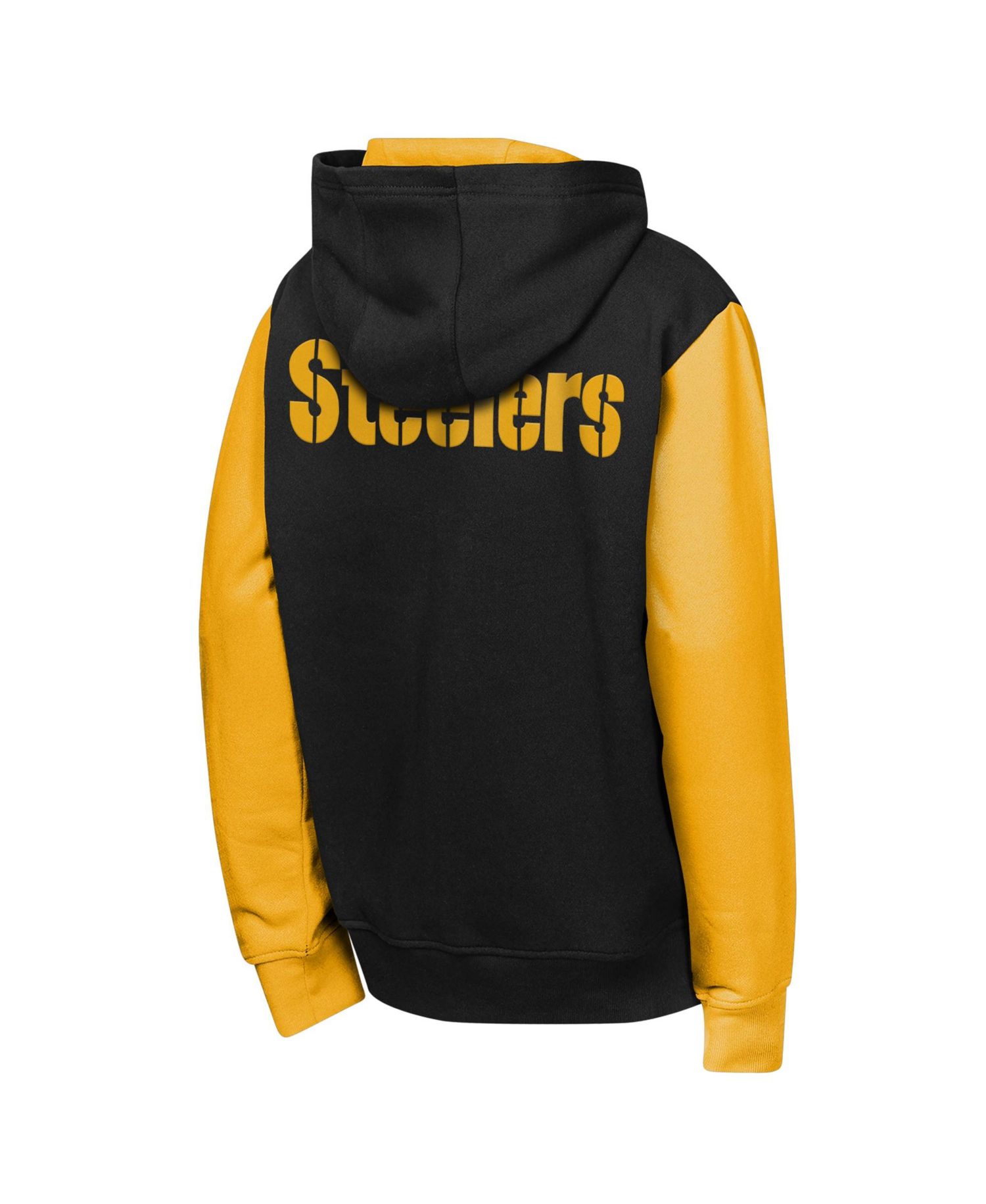 Big Boys and Girls Black Pittsburgh Steelers Stadium Colorblock Full-Zip Hoodie
