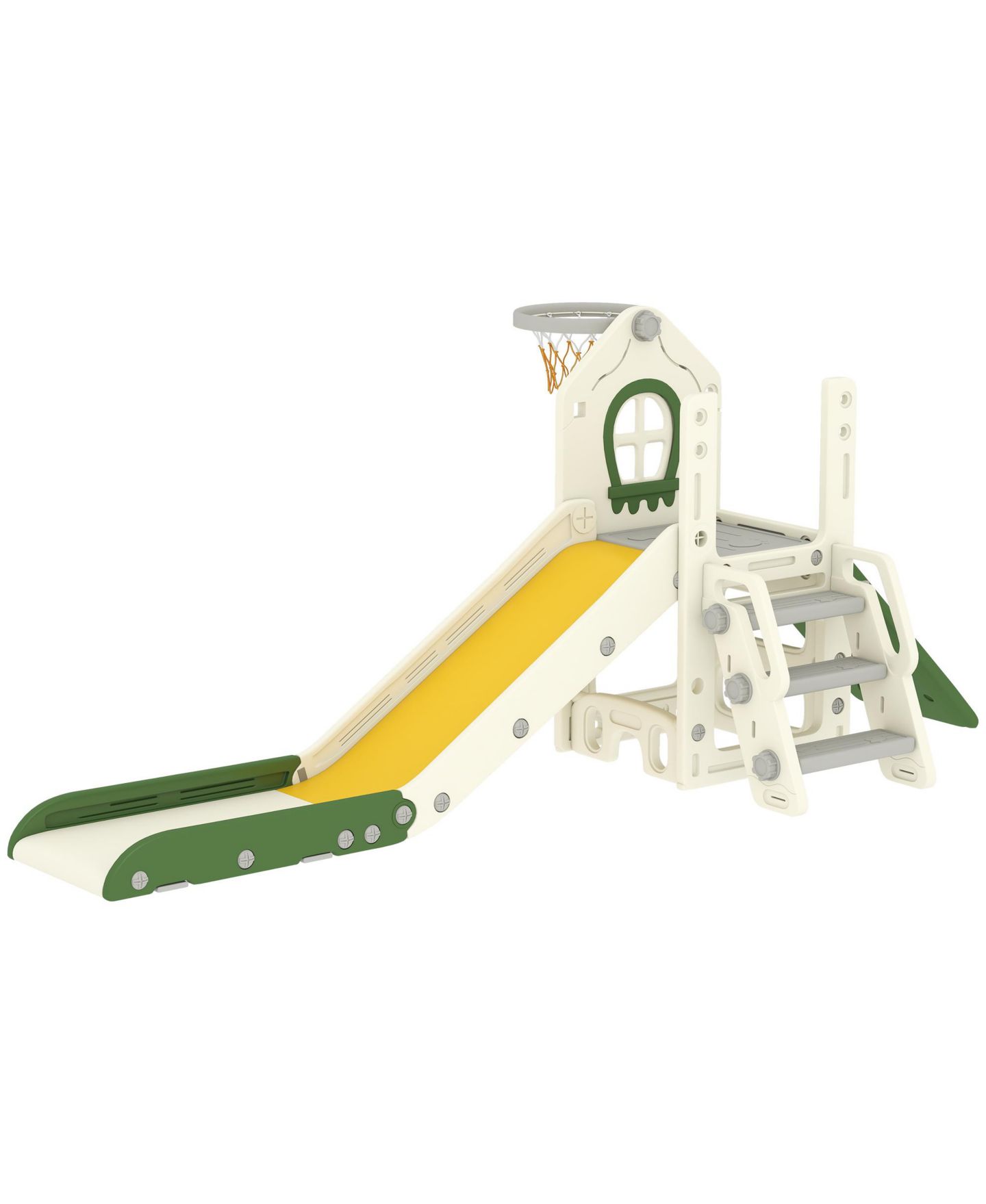 Детский игровой набор Glintex Foldable 5-in-1 Toddler Slide Indoor Playset, Ages 1-3, цвет: Кремовый белый — фото 2