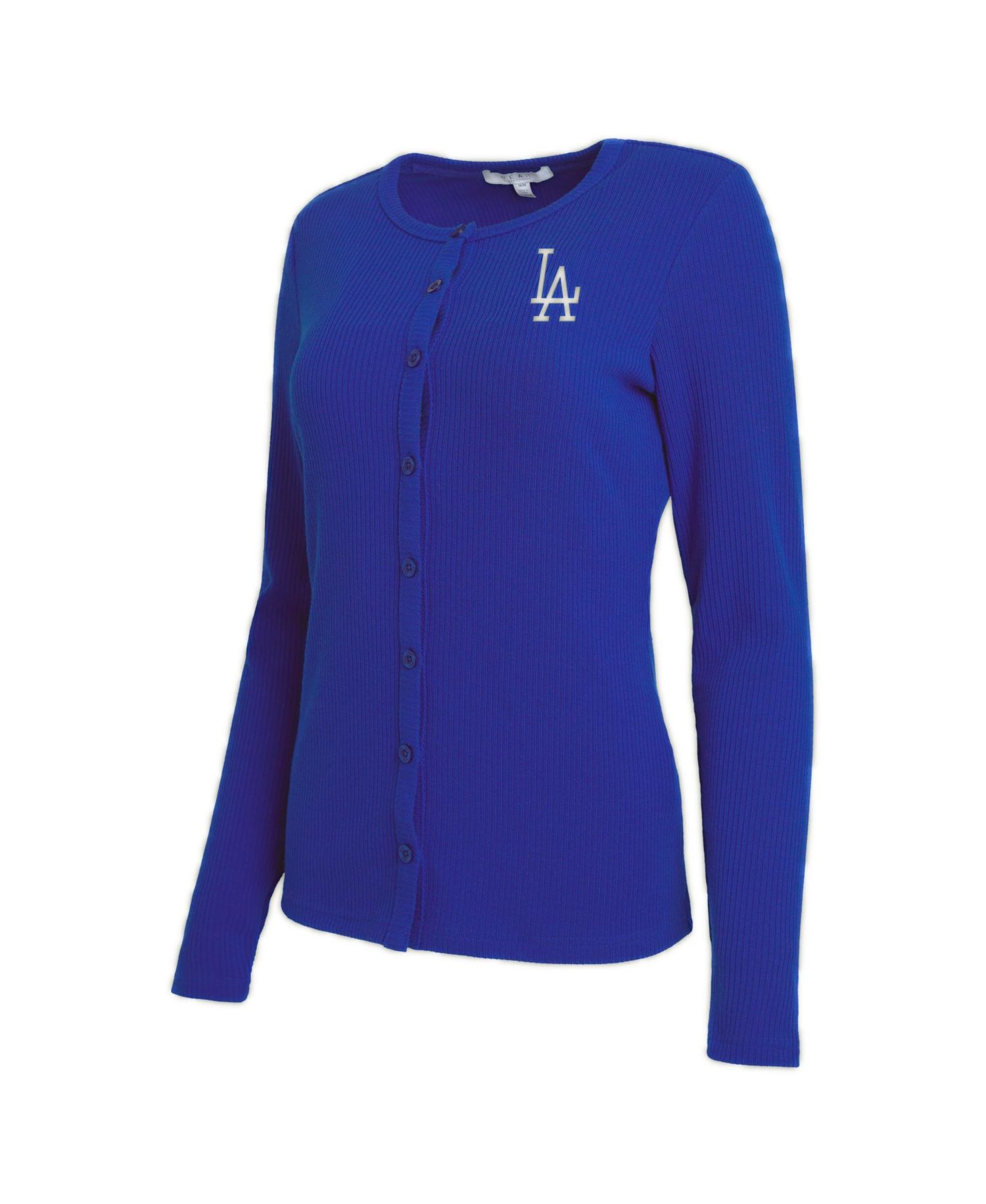 Women's Royal Los Angeles Dodgers Rib Button-Up Sweater