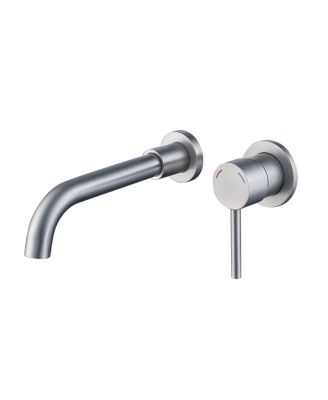 Wall Mount Faucet for Bathroom Sink or Bathtub Single Handle 2 Hole Brass Rough in Valve Included Brushed Nickel