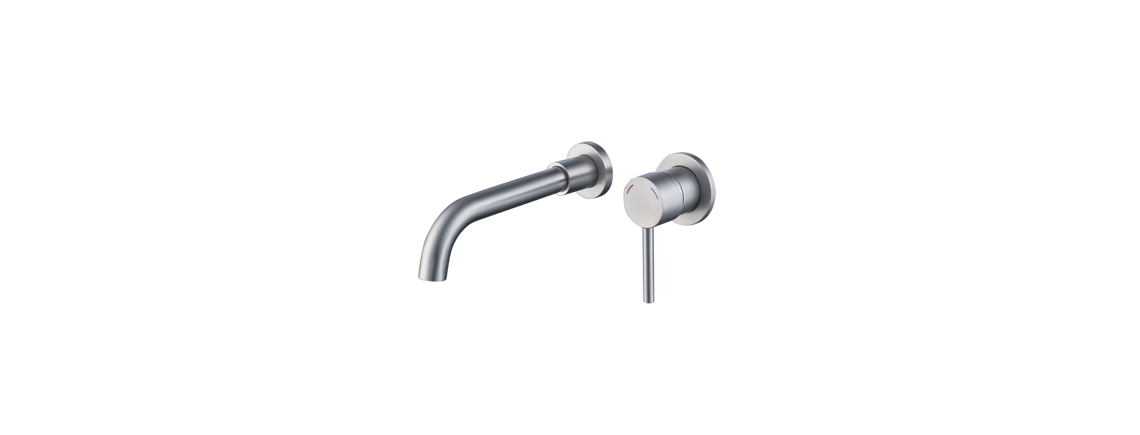 Busdays Wall Mount Faucet for Bathroom Sink or Bathtub Single Handle 2 Hole Brass Rough in Valve Included Brushed Nickel
