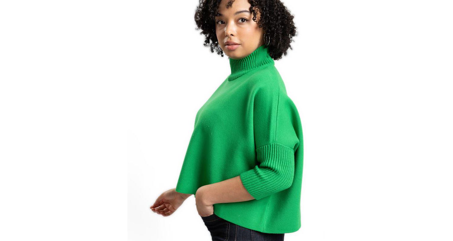 Women's Jordan Turtleneck Cropped 3/4-Length Sleeves Sweater