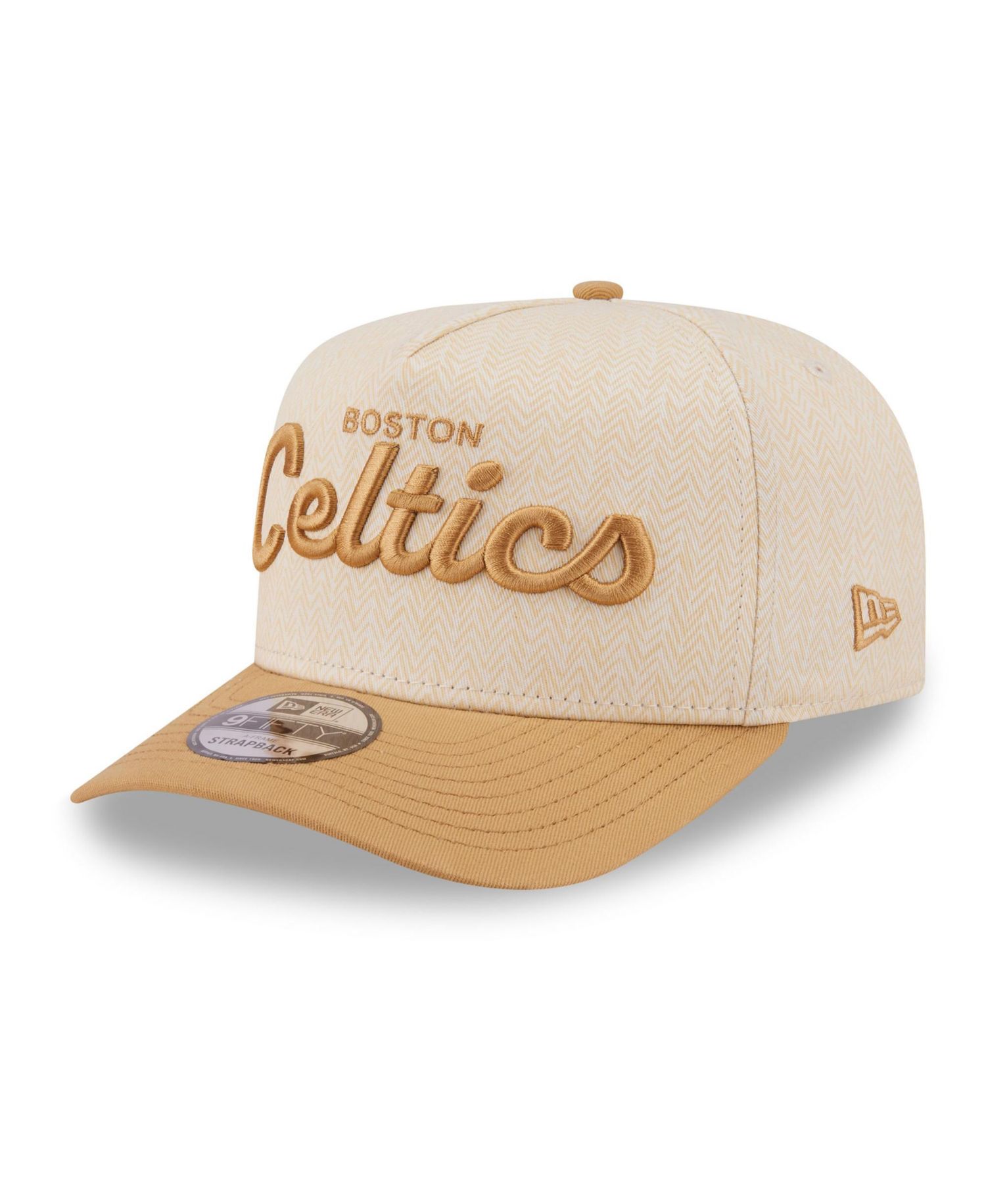 Men's Cream Boston Celtics Herringbone 9FIFTY A-Frame Snapback Hat