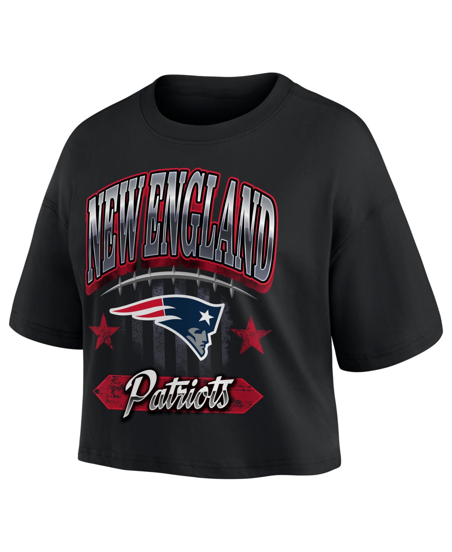 Women's Black New England Patriots Americana Cropped T-Shirt