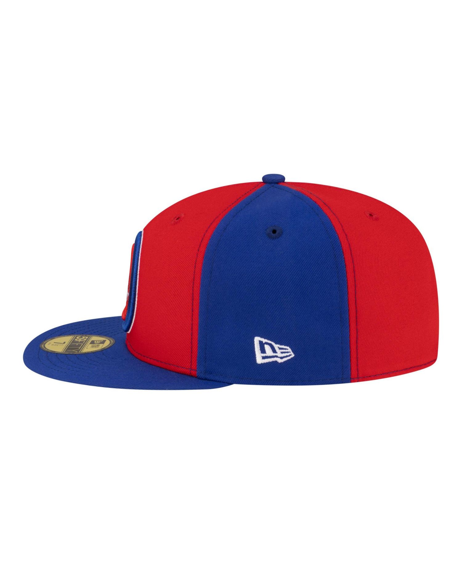 Men's Red/Blue Detroit Pistons 80s Throwback Pinwheel 59FIFTY Fitted Hat
