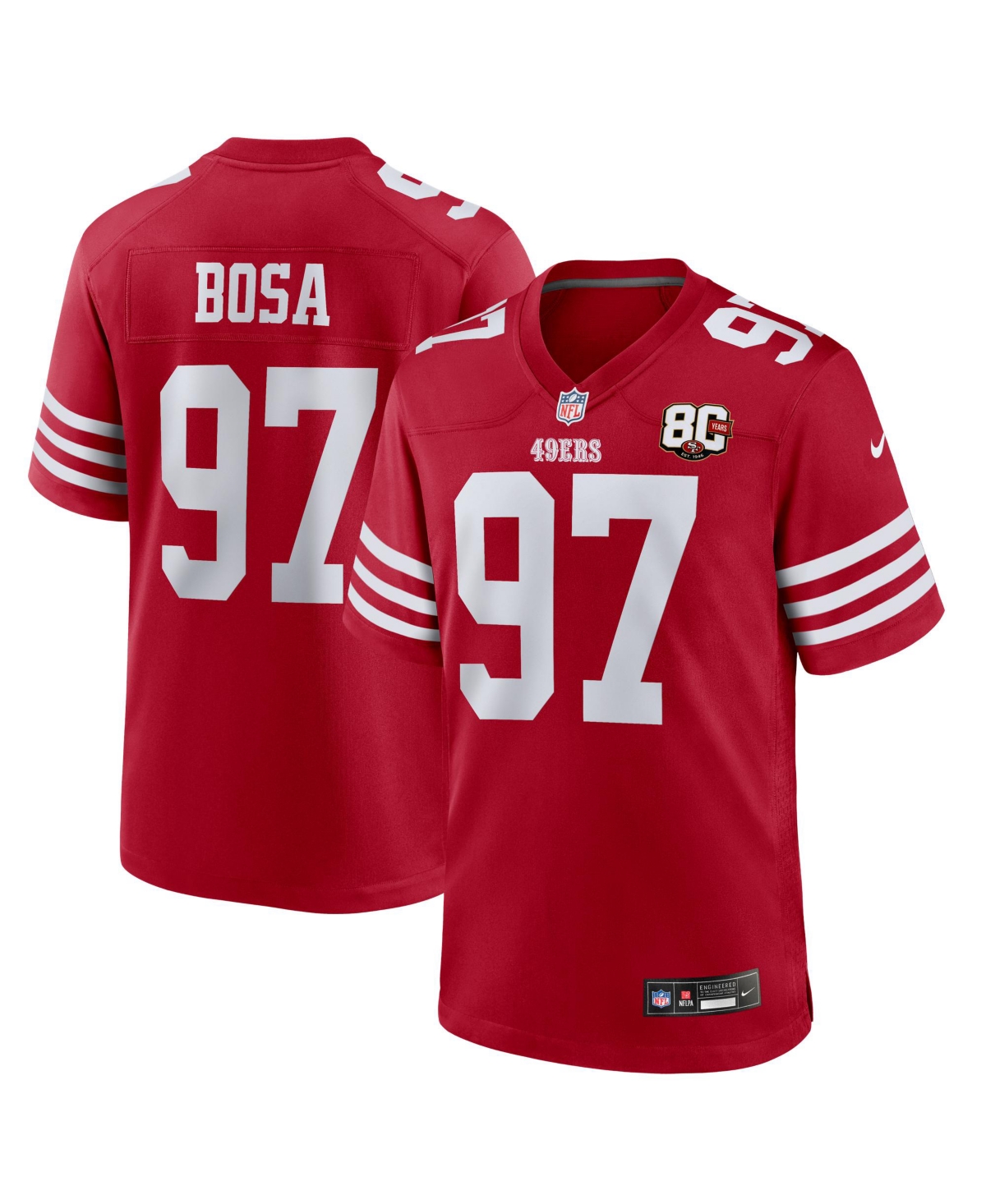 Nike Men's San Francisco 49ers Nick Bosa 80th Anniversary Relaxed-Fit Jersey