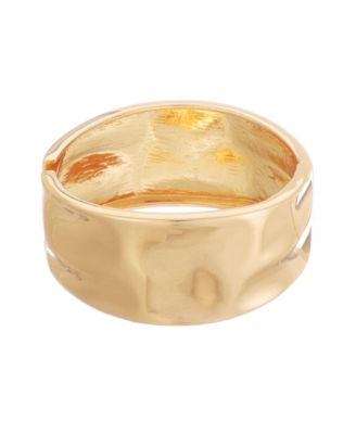 Gold-Tone Hammered Hinged Cuff Bracelet