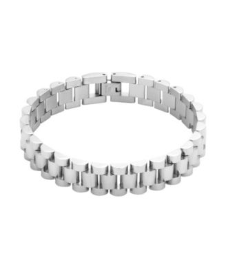 Men's Silver-Plated Stainless Steel Link & Chain Watch Band