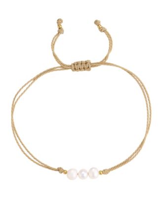 Adjustable Natural Freshwater Pearl Trio Bolo Bracelet