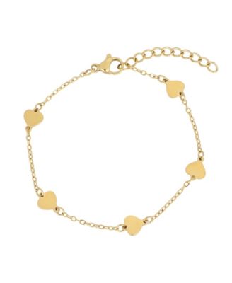 Gold-Tone Stainless Steel Adjustable Heart Station Bracelet
