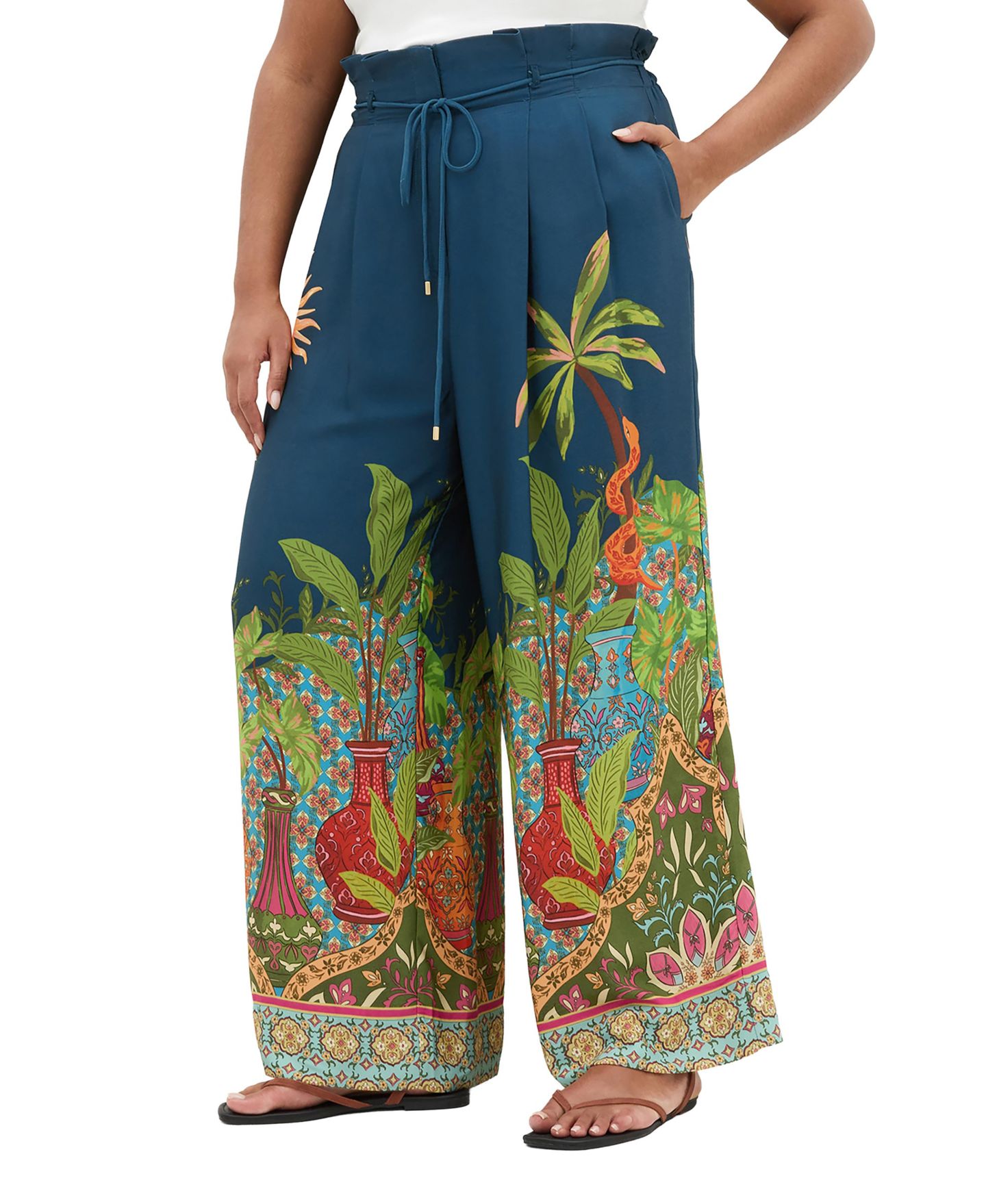 Женские брюки CITY CHIC Plus Size Fools Paradise High-Rise Print Wide-Leg, цвет: Fools Paradise Plc — фото 1