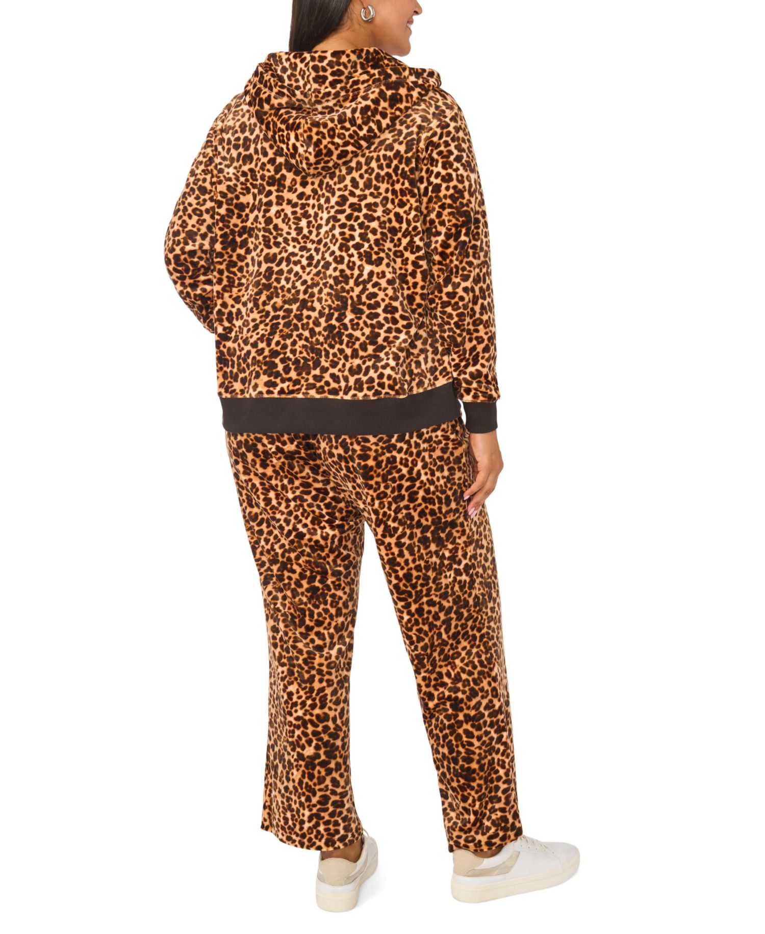 Plus Size Leopard-Print Full-Zip Hoodie