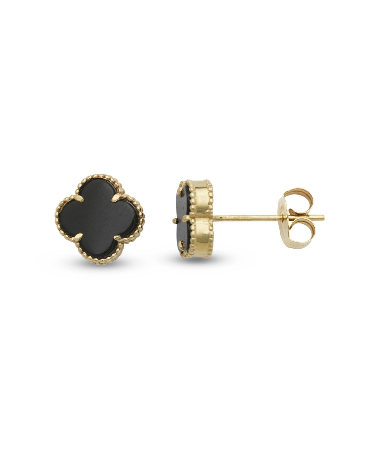 Curata Jewelry Solid 14k Jade Four-leaf Butterfly Earrings 10x5mm - Black