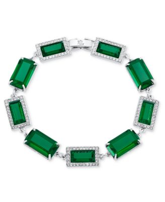 Silver-Tone Glass Crystal Baguette Flex Bracelet