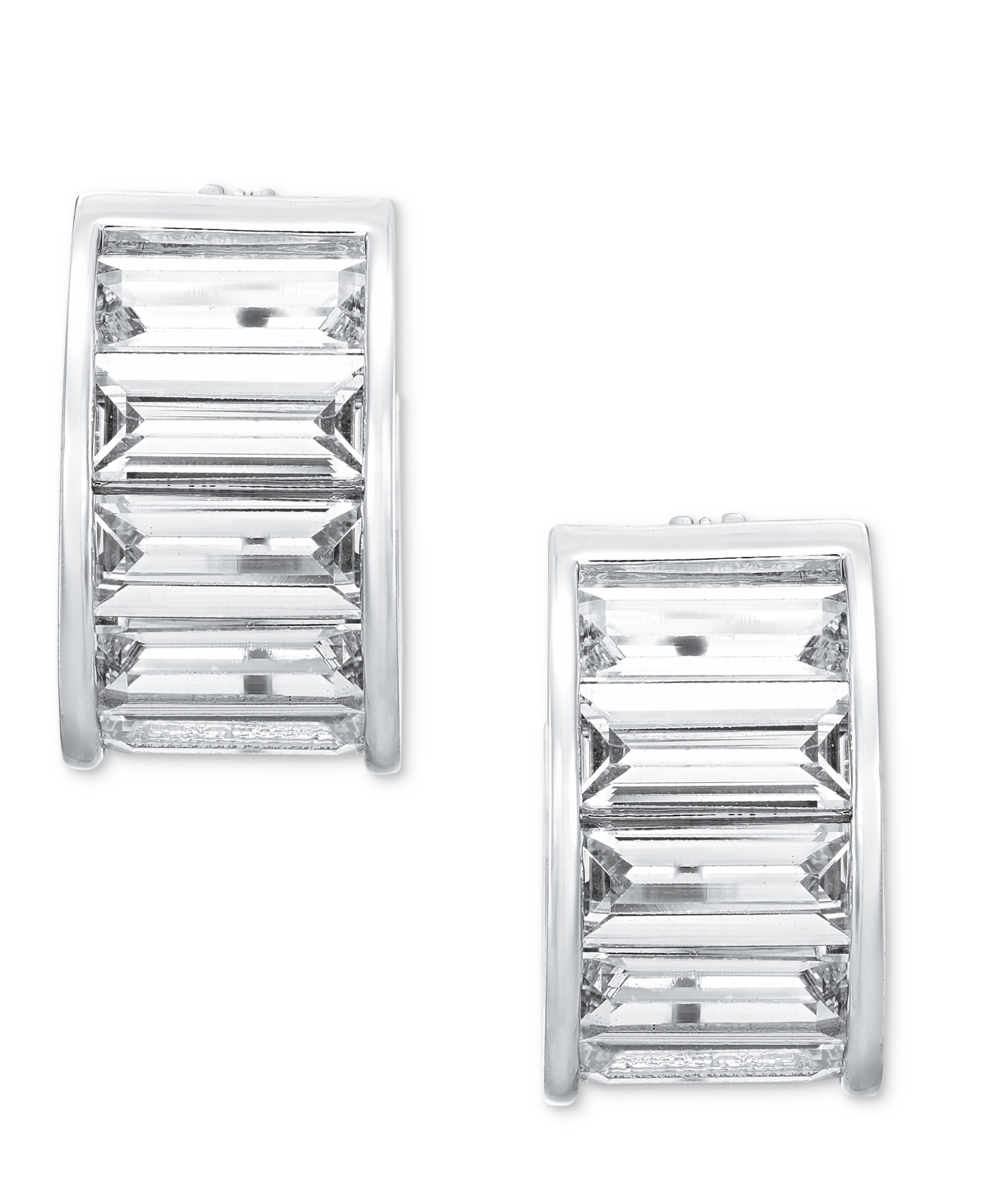 Lauren Ralph Lauren Cubic Zirconia Baguette Hoop Earrings - Silver
