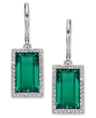 Crystal Pave Baguette Drop Earrings