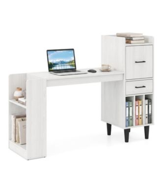 59" Home Office Desk with Side Storage Shelves, Drawer, Cabinets, Vertical Cubbies
