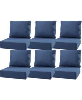 24"x24"x6" Patio Thick Cushions and Pillows Set - Deep Seat Indoor/Outdoor Water and Fade Resistant