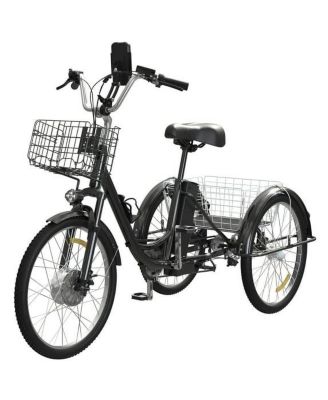 Electric Tricycle for Adults, 350W 36V White Electric Trike Motorized Three Wheel Electric Bicycle, 7 Speeds 3 Wheels Adult Electric Tricycle