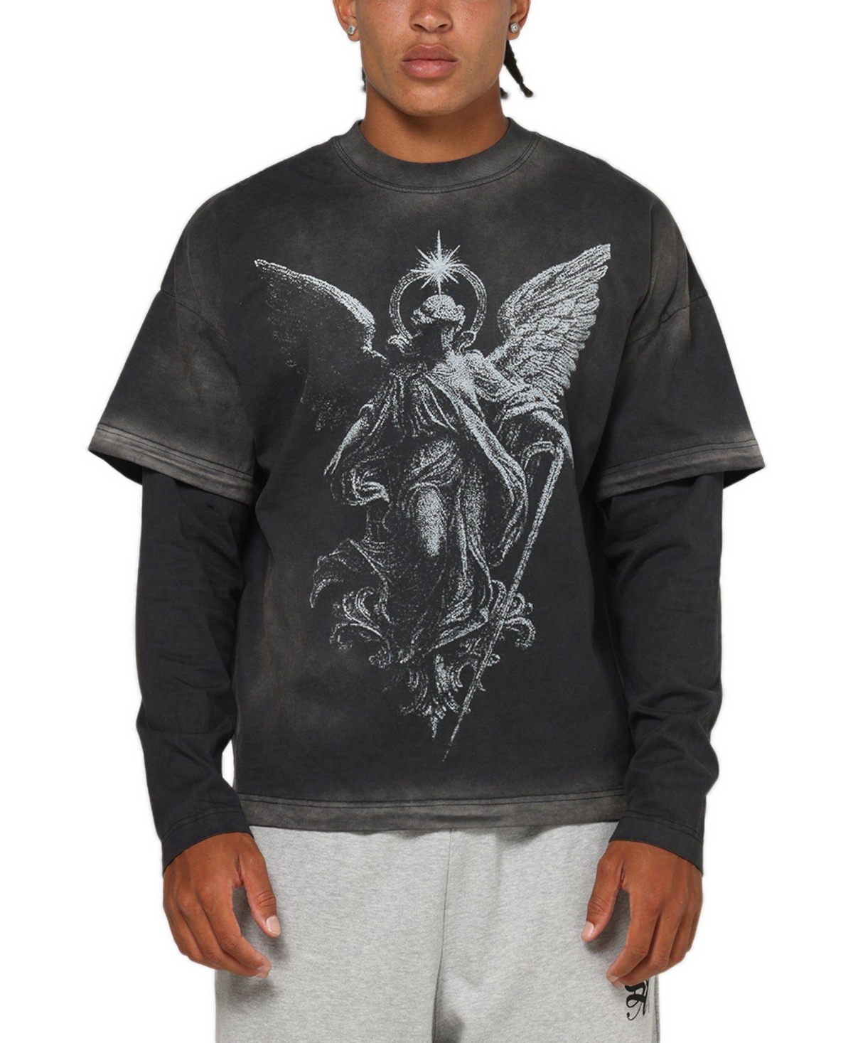 Saint Morta Men's Celestial Oversized Long-Sleeve Graphic T-Shirt