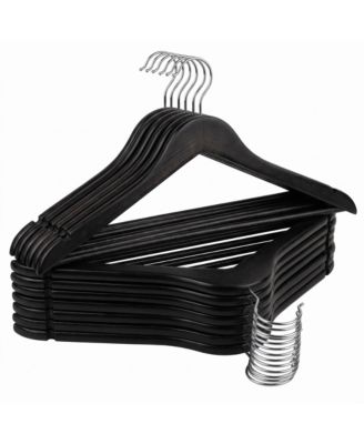 Solid Wood Hanger, Set of 20, with Shoulder Grooves, for Suits, Shirts, Coats