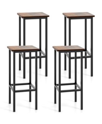 Set of 4 Bar Stool Set 26 in Bar Chair with Metal Legs and Footrest