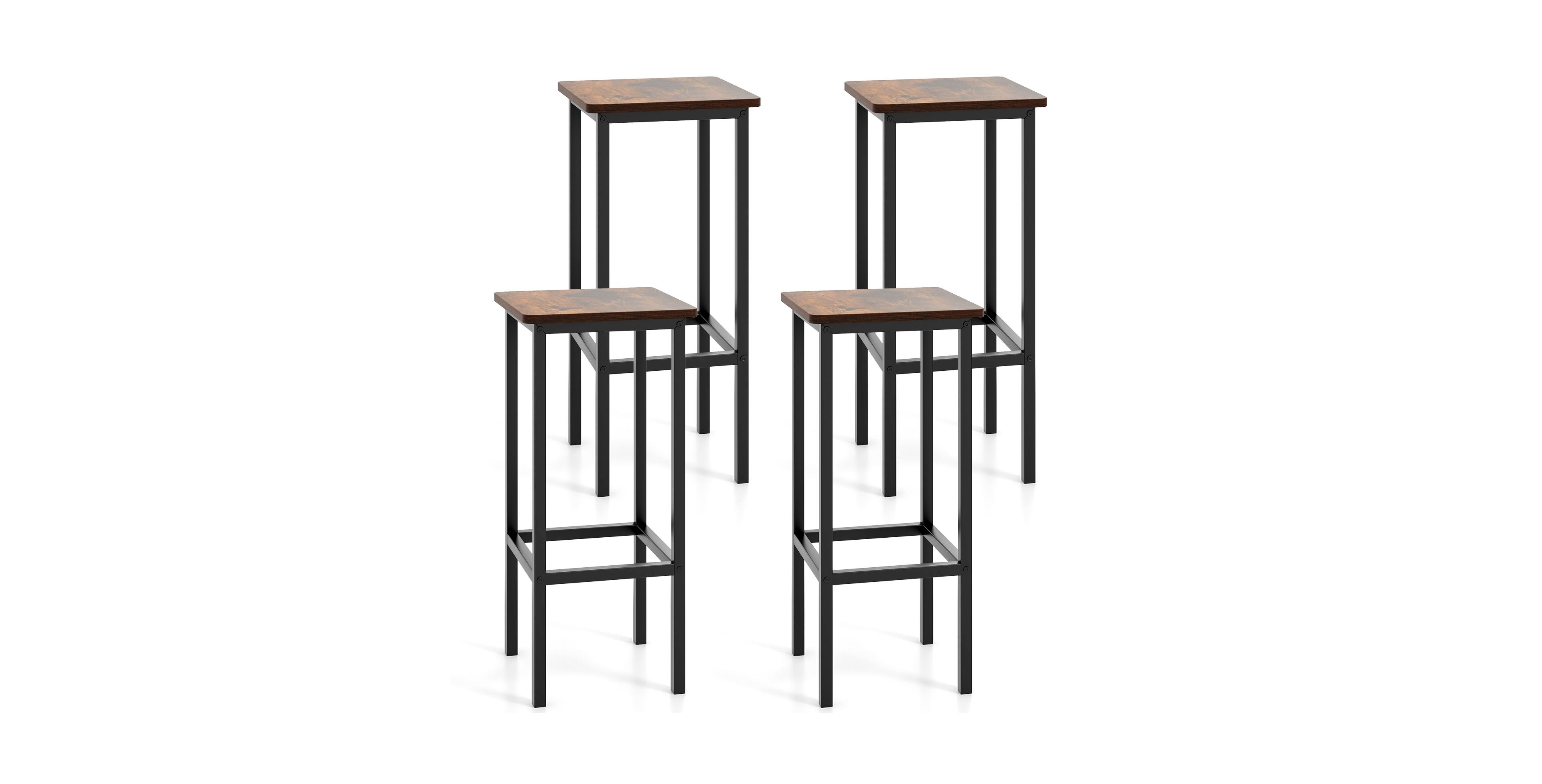 Mecale Set of 4 Bar Stool 26 Chair with Metal Legs and Footrest