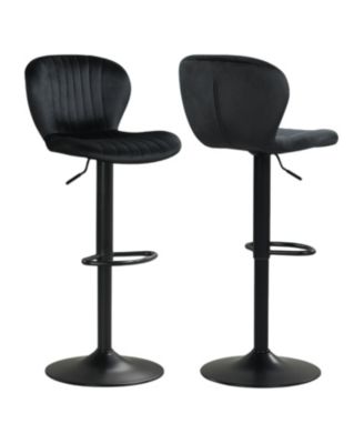 Adjustable Counter Height Chairs Set of 2 with Velvet Upholstered Backrests