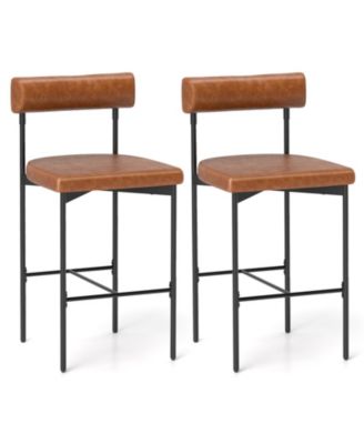 26 in Upholstered Bar Stools Set of 2 Counter Height Bar Chairs with Backrest