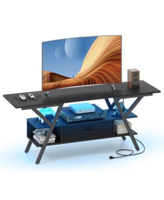 TV Stand for 65 in TVs with Power Outlets and LED Lights