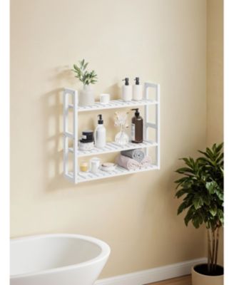 3-Tier Bathroom Shelf Wall Mounted Bamboo Organizer 23.6 x 6 x 21.3 inches