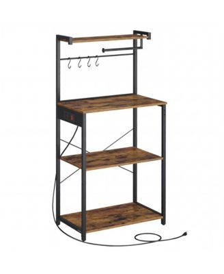 Kitchen Bakers Rack with Power Outlet, 4-Tier Microwave Stand, 23.6 x 15.8 x 55.1 inches