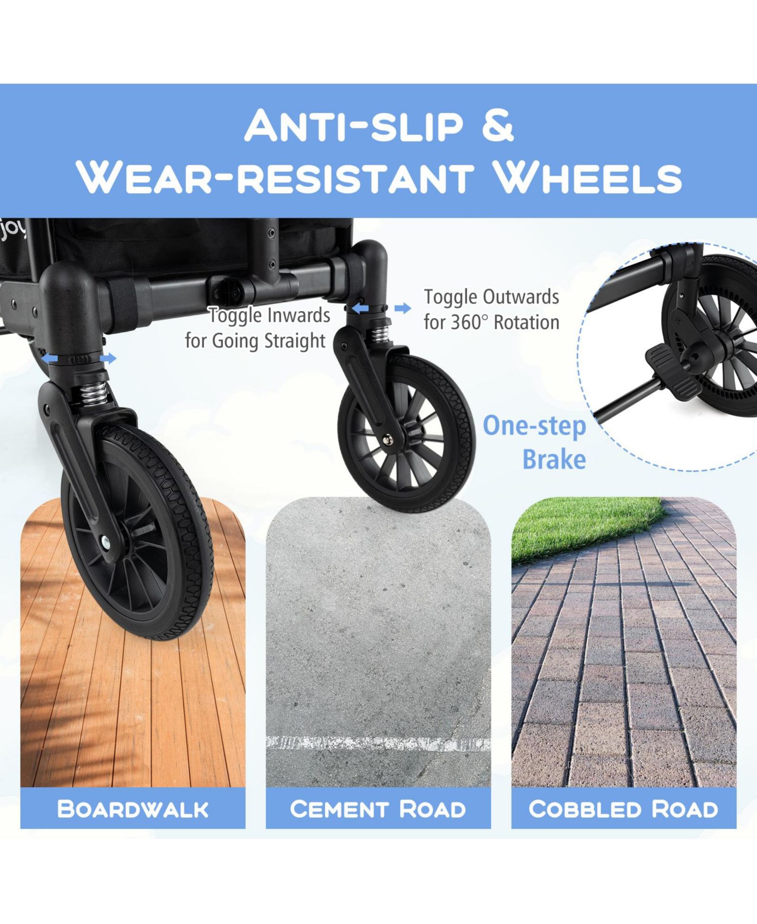 Foldable Wagon Stroller for 4 Kids with Removable Canopy