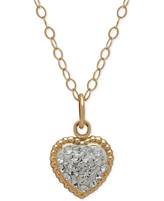 Macy's Children's 14k Gold Necklace, Crystal Heart Pendant - Macy's