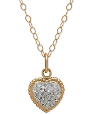 image of Children-s 14k Gold Necklace, Crystal Heart Pendant