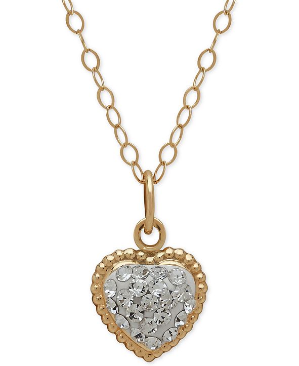 Macy's Children's 14k Gold Necklace, Crystal Heart Pendant & Reviews Necklaces Jewelry