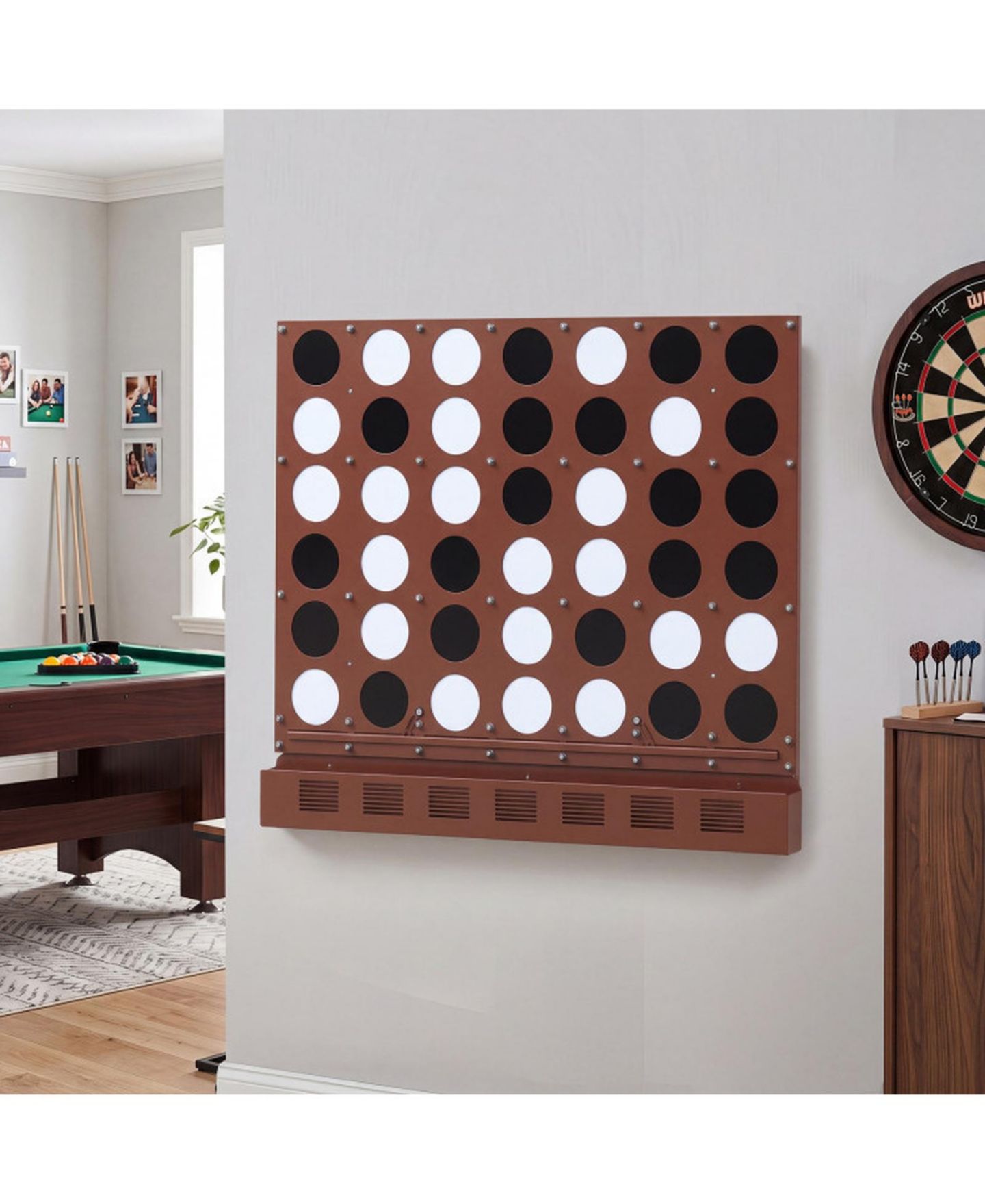 Детская игрушка SUGIFT Wall-Mounted Jumbo 4-in-a-Row Game with Acrylic Discs, цвет: Тёмный коричневый — фото 2