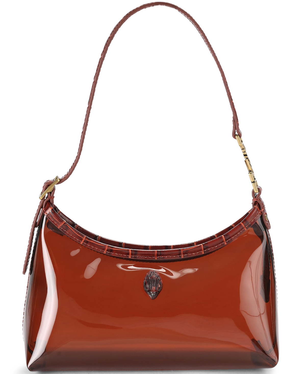 Kurt Geiger Small Sling Vinyl Shoulder Handbag In Brown