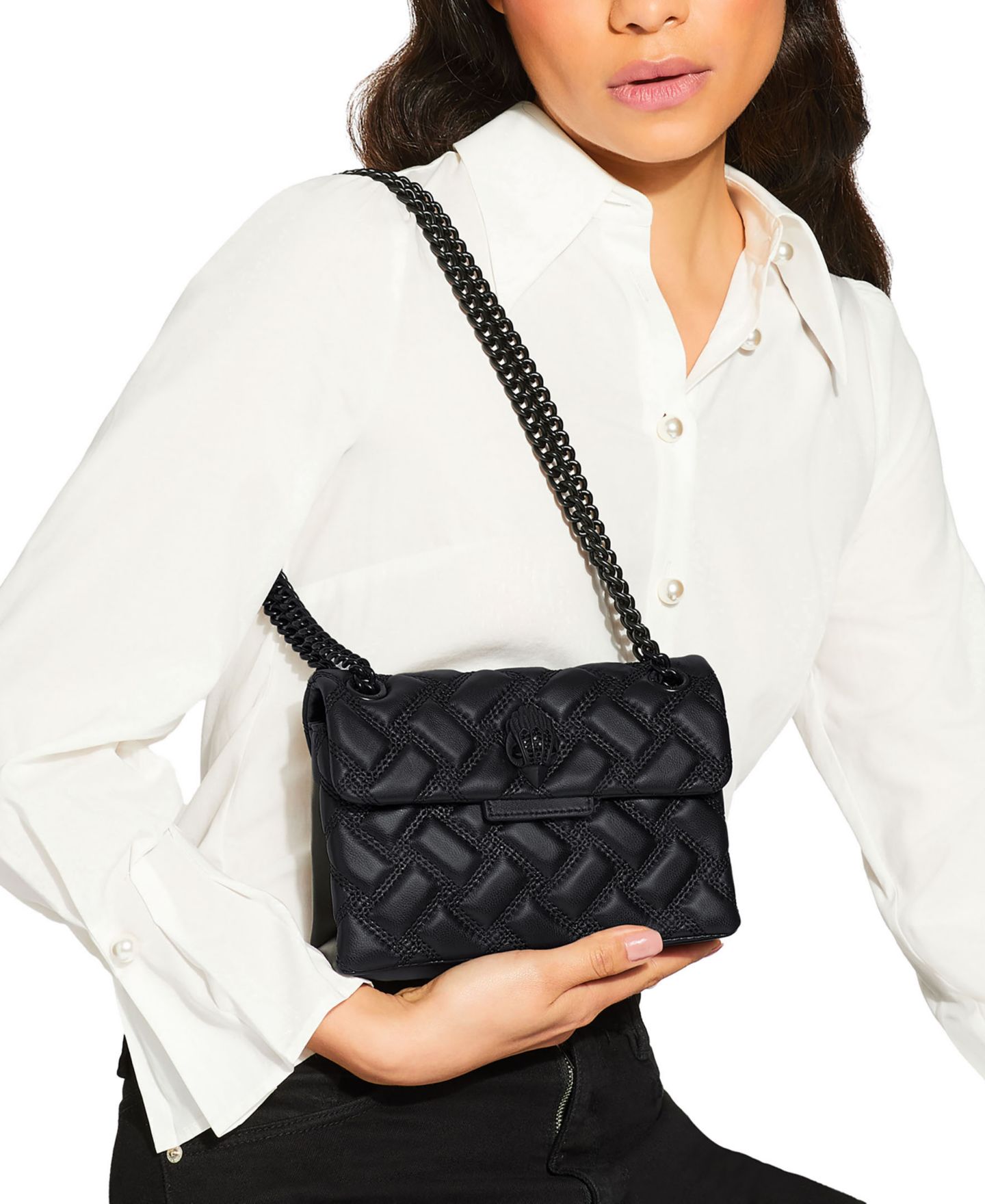 Женская сумка Kurt Geiger London Mini Kensington Drench Quilted Leather Crossbody, цвет: Чёрный — фото 2