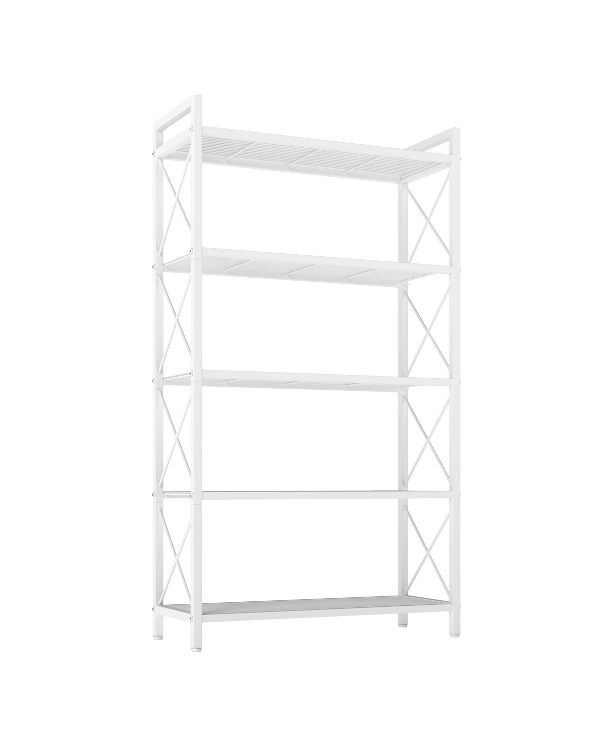 SongmicsHome 5-Tier Steel Storage Rack, Heavy Duty Wire Shelving Unit with X-Frame, 30.7 x 11.8 x 55.2 inches - White