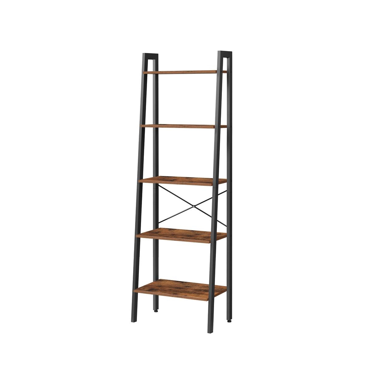 SongmicsHome Ladder Shelf, 5-Tier Display Bookshelf with Steel Frame, 22.2 x 12.8 x 67.9 inches