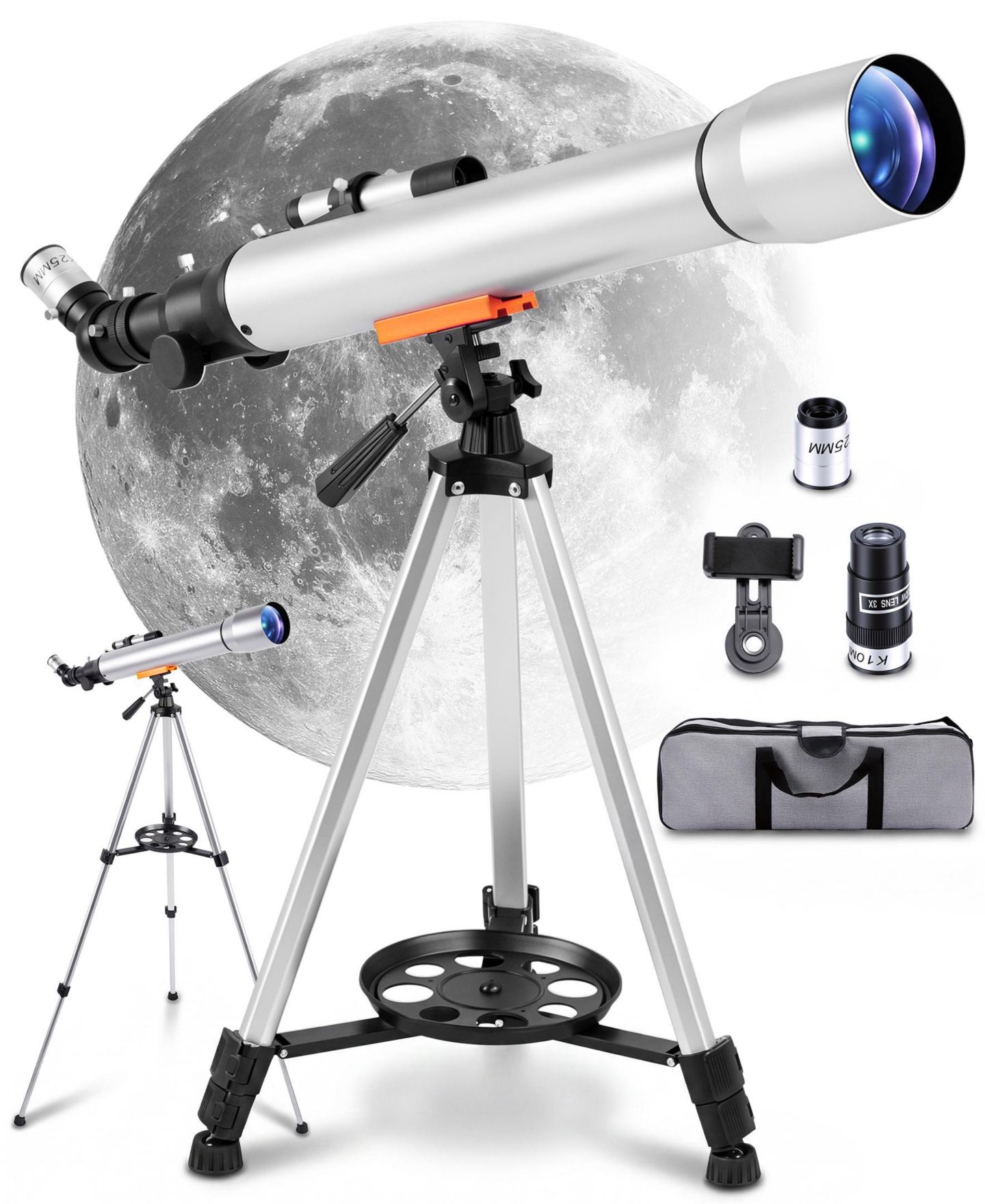 Детские игрушки SUGIFT 70mm Refractor Telescope Beginner Astronomy Kit, Ages 10+, цвет: Серебряный — фото 1