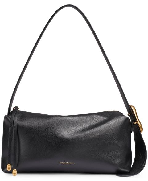 Женская сумка Donna Karan New York Heather Leather Medium Shoulder Handbag, цвет: Чёрный / Золотой