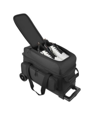 2 Ball Double Roller Bowling Bag with Separate Shoe Compartment and Telescoping Handle